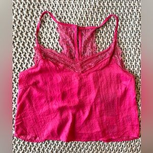 NWT Know One Cares Lace and Satin Look Racer Back Cami with Buttons